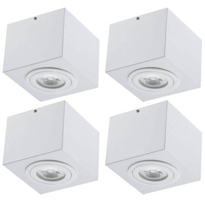 Kit 4 Plafons Luminária de Sobrepor Quadrada Branco Aluzinc Dital Escritório Sala Cozinha