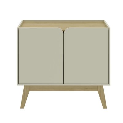 Balcão Aparador 90 Cm Moderno Sofisticado com 2 Portas Minimalistas e Pé De Madeira  Carvalho