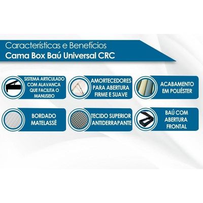 Cama Box Baú CRC Solt +Colchão Ortopédico Royalle Paropas 88