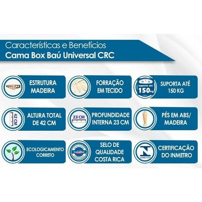 Cama Box Baú CRC Solt +Colchão Ortopédico Royalle Paropas 88