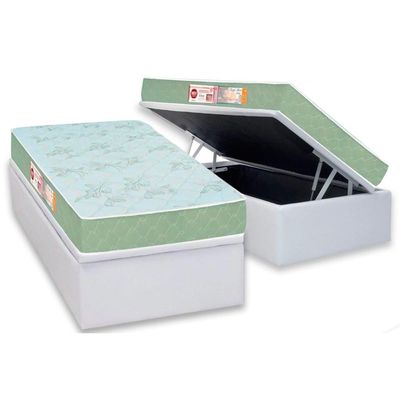 Cama Box Baú CRC Solt +Colchão Espuma D33 SleepMax Castor -