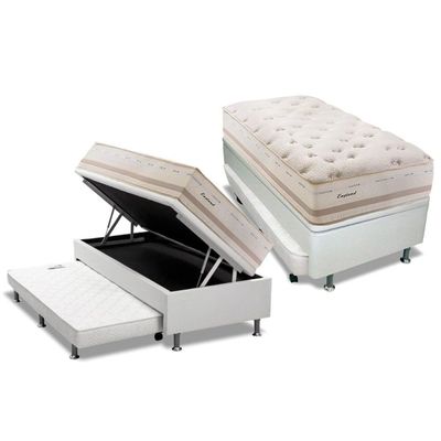 Cama Baú c/Aux CRC Solteiro +Colchão Molas Scotland Herval -