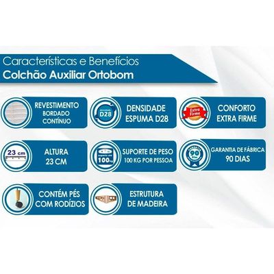 Cama Baú c/Aux CRC Solteiro +Colchão Molas Scotland Herval -