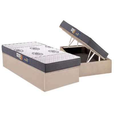 Cama Box Baú CRC Solteiro +Colchão D45 Espuma Pérola Polar -
