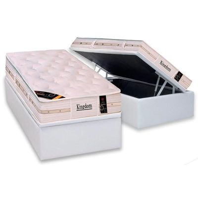 Cama Box Baú CRC Solteiro +Colchão Molas Master Pocket Kingdom Castor 88