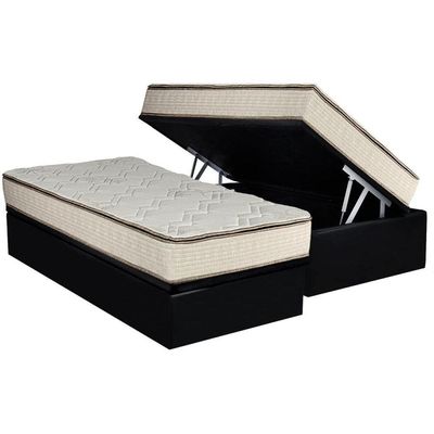 Cama Box Baú CRC Solt +Colchão Molas Montreal Luckspuma -