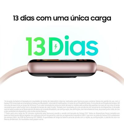 Samsung Galaxy Fit3 Rose Display de 1.6" AMOLED colorido, Bluetooth, Design Premium em Alumínio, Mais De 100 Exercícios e Resistente à Água e Poeira