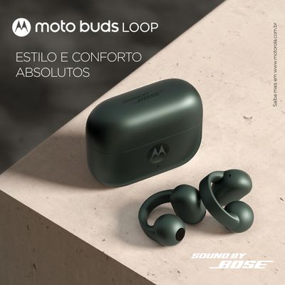 Fone de Ouvido Moto Buds Loop OWS Bluetooth, Sound by Bose IP54 Bateria até 39h Verde