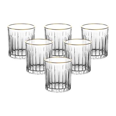 Jogo de Copos Baixos L’Hermitage Soho com Borda Dourada 310ml - 6 Peças