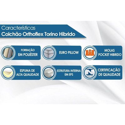 Cama Box CRC Casal +Colchão Molas Torino Hibrido Orthoflex -
