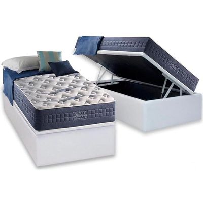 Cama Box Baú CRC Solteiro +Colchão Molas Ensacadas Blue Sea Anjos 88