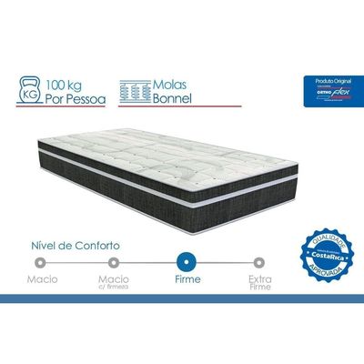 Cama Box Baú CRC Solteiro +Colchão Molas Bonnel Venezia Orthoflex -