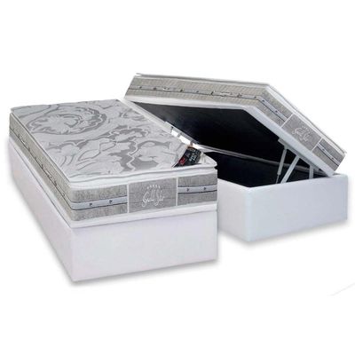 Cama Box Baú CRC Solteiro +Colchão Molas Master Pocket LátexPlush Castor -