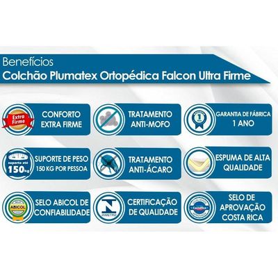Cama Box CRC Solteiro +Colchão Ortopédico Falcon Plumatex 88