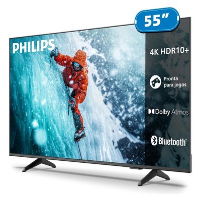 Smart TV 55 4K LED 55PUG7300/78 Wi-Fi Titan OS Philips Preto / Bivolt