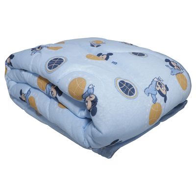 Edredom KazzaVip Baby Malha 100% Algodão Berço Americano Estampado Mickey Travesso Azul