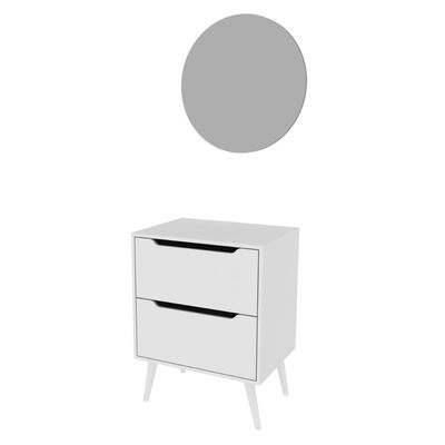 Conjunto Para Banheiro Balcão Com Espelho Redondo Sem Cuba 60Cm Bn3690 Tecnomobili Branco
