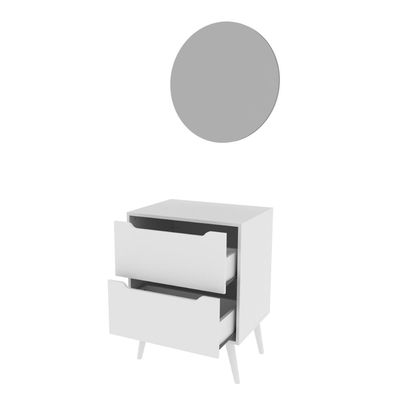 Conjunto Para Banheiro Balcão Com Espelho Redondo Sem Cuba 60Cm Bn3690 Tecnomobili Branco