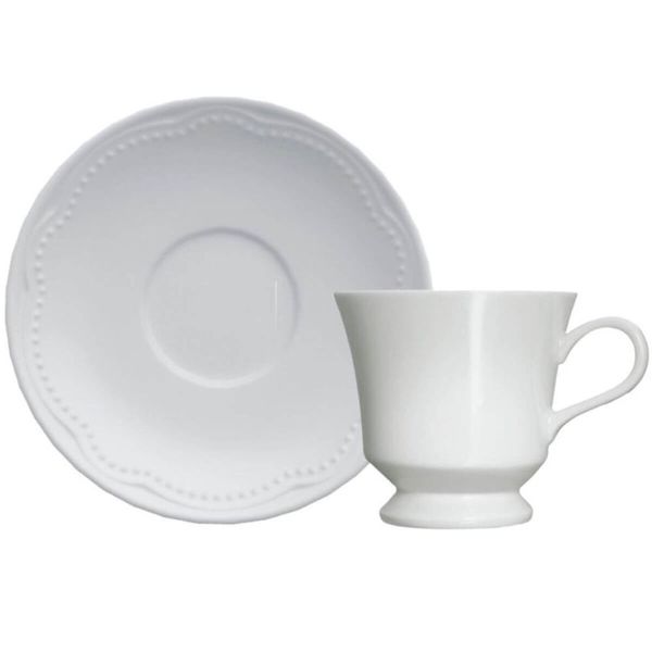Jogo 36 Xicaras de Café com Pires 80ml Cottage Germer Porcelana Branca Padaria Cafeteria Hotel