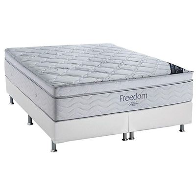 Cama Box CRC King +Colchão Molas Super Pocket Freedom Ortobom 193x203