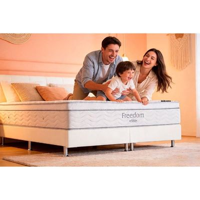Cama Box CRC King +Colchão Molas Super Pocket Freedom Ortobom 193x203