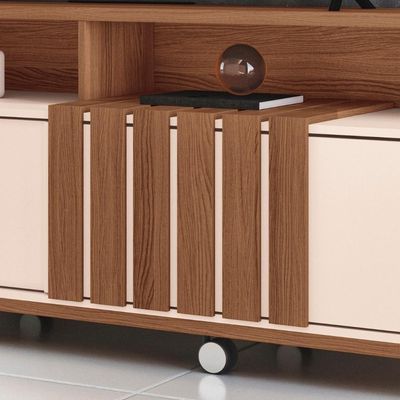 Rack Bancada De Tv 70 Pol 180cm Analu H01 Castanho/off White - Mpozenato