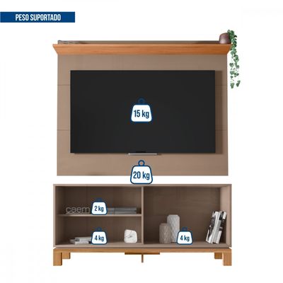 Combo Sala Copa Painel Rack Jace + Poltrona Cadeira Aero Caemmun Cinza