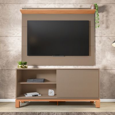Combo Sala Copa Painel Rack Jace + Poltrona Cadeira Aero Caemmun Cinza