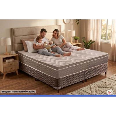 Cama Box CRC Queen +Colchão D33 Ortopédico Ultra Paropas 158x198
