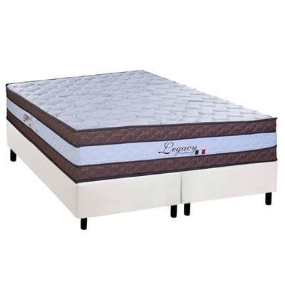 Cama Box CRC Queen +Colchão Molas Master Pocket Legacy Paropas 158x198