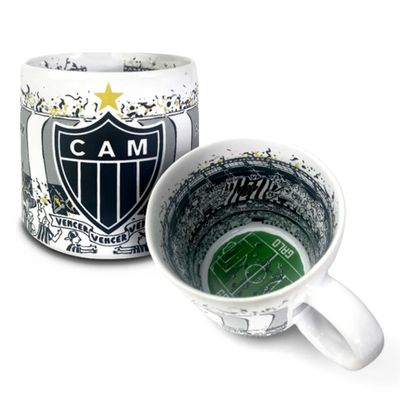 Caneca KazzaVip Estádio do Atlético Mineiro Cerâmica 360 ML Arena MRV Oficial Licenciada Branco