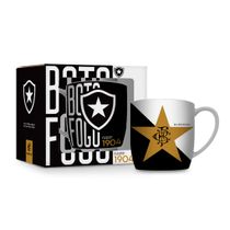 Caneca Porcelana Premium KazzaVip Time Botafogo 01 300 ML Urban Oficial Licenciada Branco