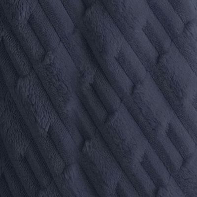 Manta KazzaVip Solteiro Microfibra 100% Poliéster Flannel Relevo Efeito Jacquard 260g/m2 Marinho