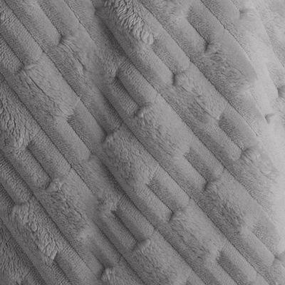 Manta KazzaVip Solteiro Microfibra 100% Poliéster Flannel Relevo Efeito Jacquard 260g/m2 Cinza