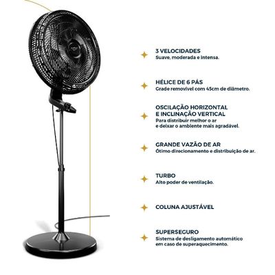 Ventilador de Coluna Britânia Maxx Force 6 175W BVC51A 127V