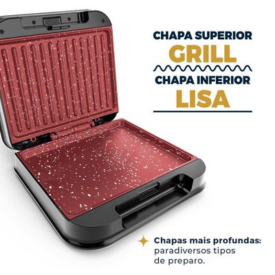 Grill e Sanduicheira Britânia 2 em 1 Redstone 850W BGR35A 127V