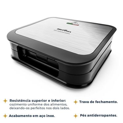 Grill e Sanduicheira Britânia 2 em 1 Redstone 850W BGR35A 127V
