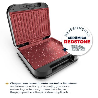 Grill e Sanduicheira Britânia 2 em 1 Redstone 850W BGR35A 127V