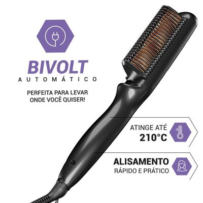 Escova Alisadora Philco Bivolt Revestimento Cerâmica PEA01A Bivolt