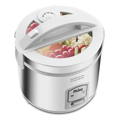 Panela de Arroz Philco 10 Xícaras PH10B Visor Glass Inox 127V