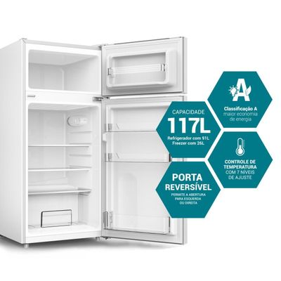 Frigobar Duplex 117L Philco Iluminação em LED PFG12A 127V