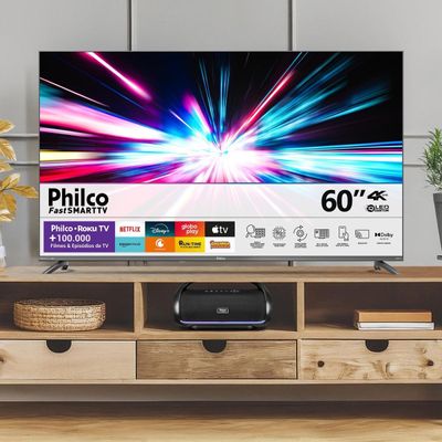 Smart TV 60" Philco 4K Roku Borda Infinita P60CRA Bivolt