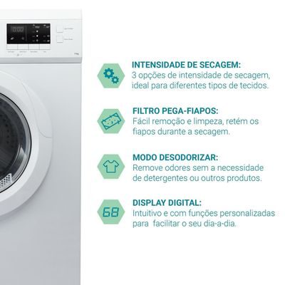 Secadora de Roupas 11Kg Philco 16 Programas Branco PSEC5000 220V
