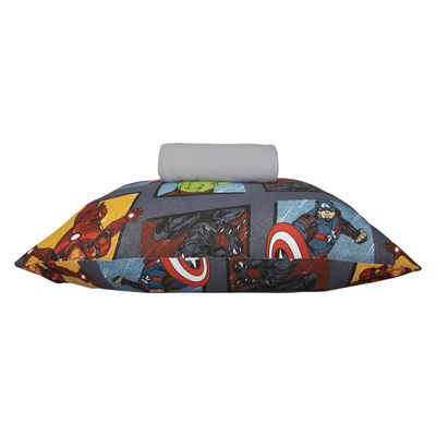 Jogo de Lençol KazzaVip Solteiro Malha 100% Algodão Play Marvel Avengers Black 02 Peças Cinza