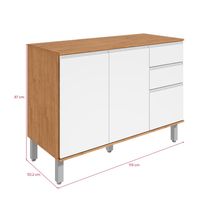 Balcão De Cozinha 119cm 3 Pts 2 Gav Nina Amêndoa/Branco