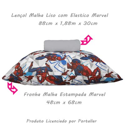 Jogo de Lençol KazzaVip Solteiro Malha 100% Algodão Play Marvel Spider Star 02 Peças Cinza