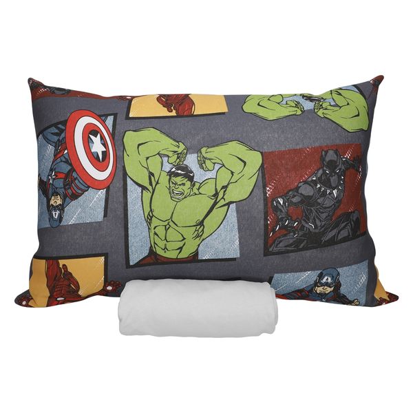 Jogo de Lençol KazzaVip Solteiro Malha 100% Algodão Play Marvel Avengers Black 02 Peças Cinza