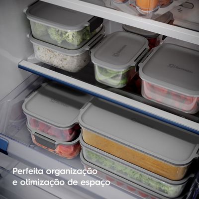 Potes Herméticos de Plástico Electrolux Cinza 3 Unidades Empilháveis Modulares