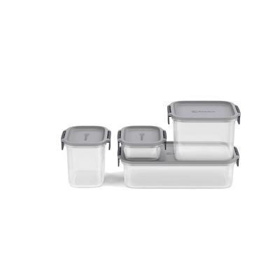 Potes Herméticos de Plástico Electrolux Cinza 4 Unidades Empilháveis Modulares