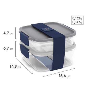 Kit Marmiteira Lunch Box Electrolux Plástico Azul Resistente a Temperatura 2 Unidades